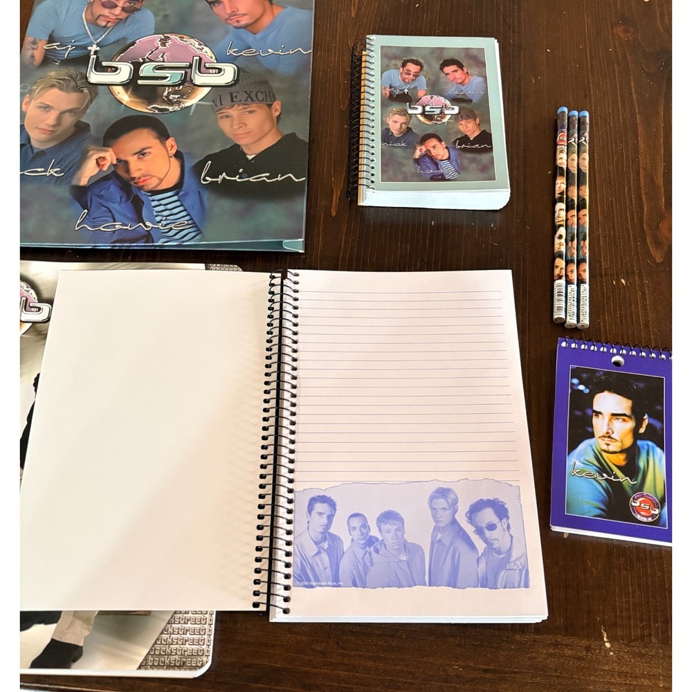 Backstreet Boys Stationary Notebooks, Pencils, Portfolio 2000 Paper Gift Box - Picture 2 of 5